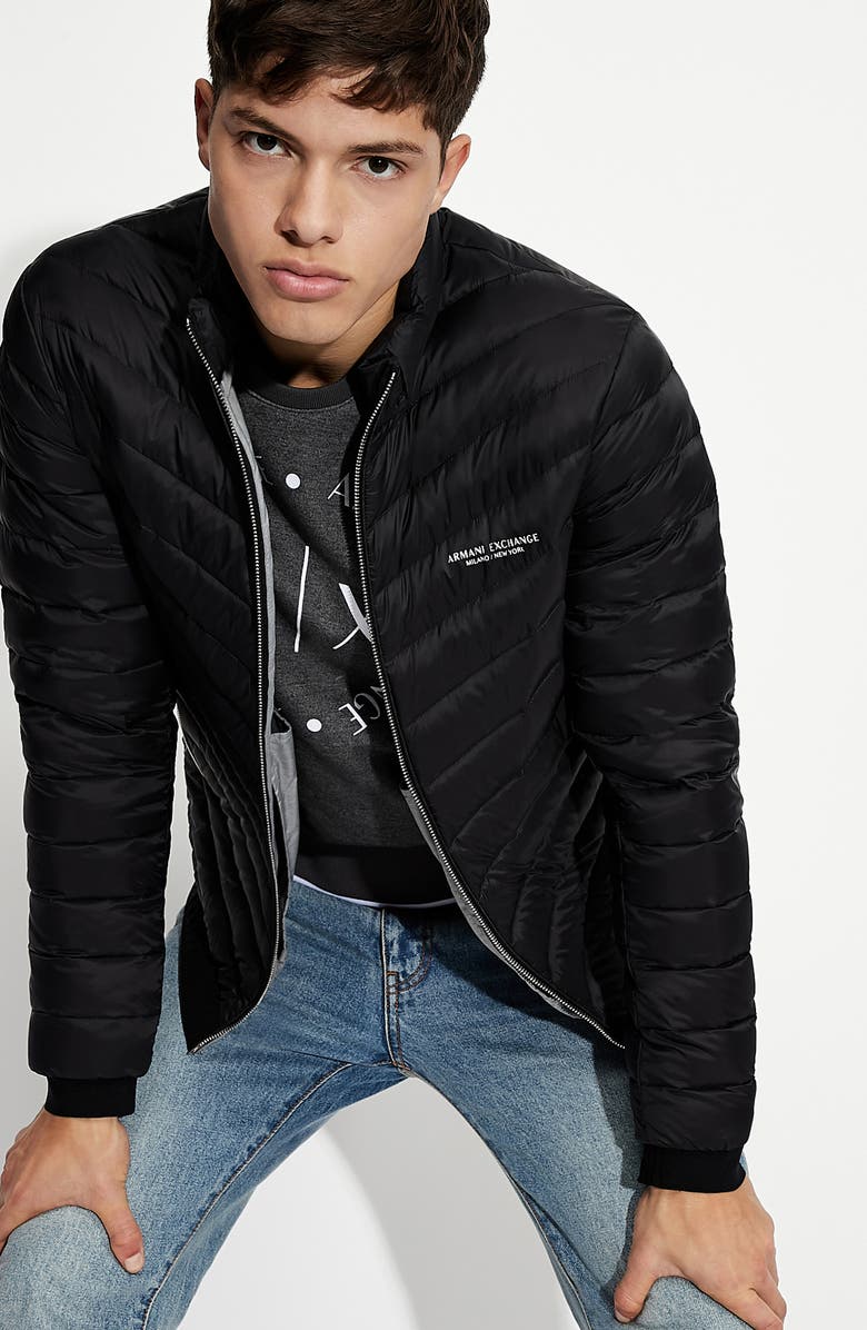 Armani Exchange Packable Down Puffer Jacket, Alternate, color, 
