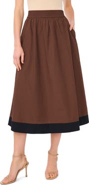 Parker Embroidered Hem Cotton Midi Skirt