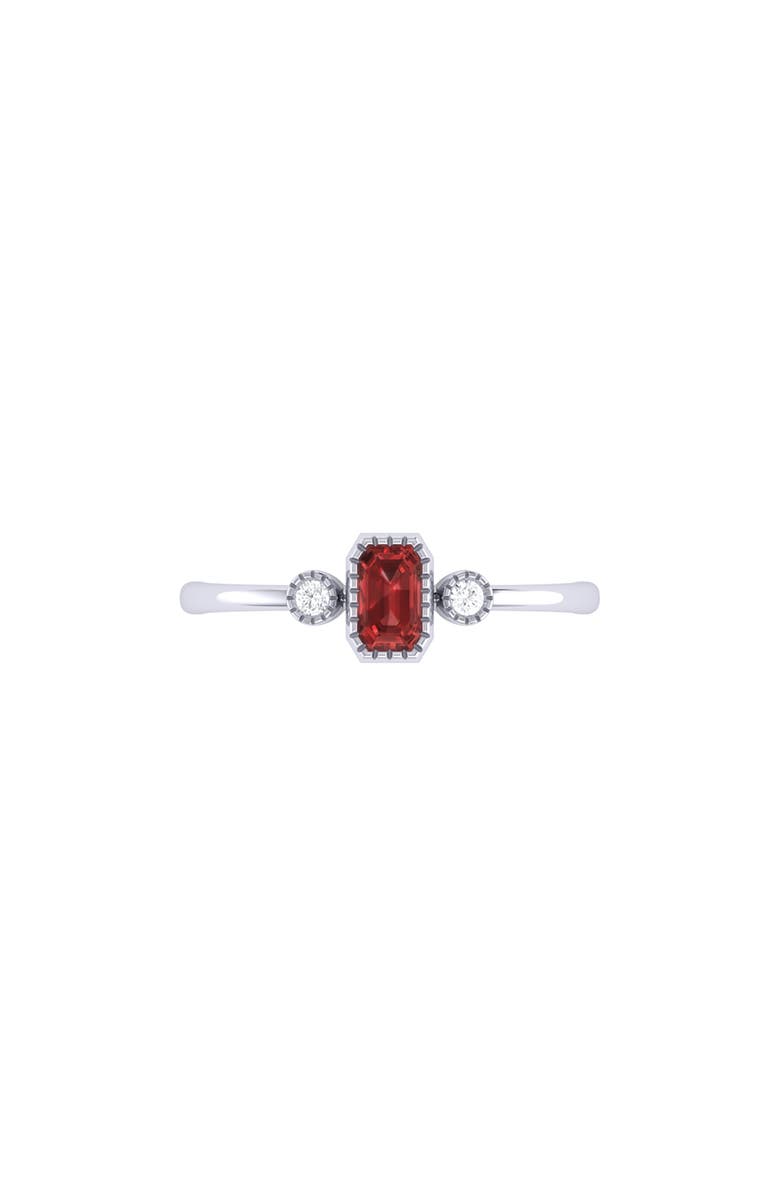 LuvMyJewelry Emerald Cut Garnet & Diamond Birthstone Ring in 14K Gold, Alternate, color, 