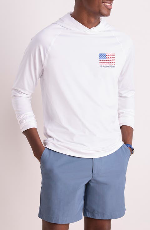 Whale Flag Long Sleeve Hooded Rashguard