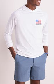 vineyard vines Whale Flag Long Sleeve Hooded Rashguard