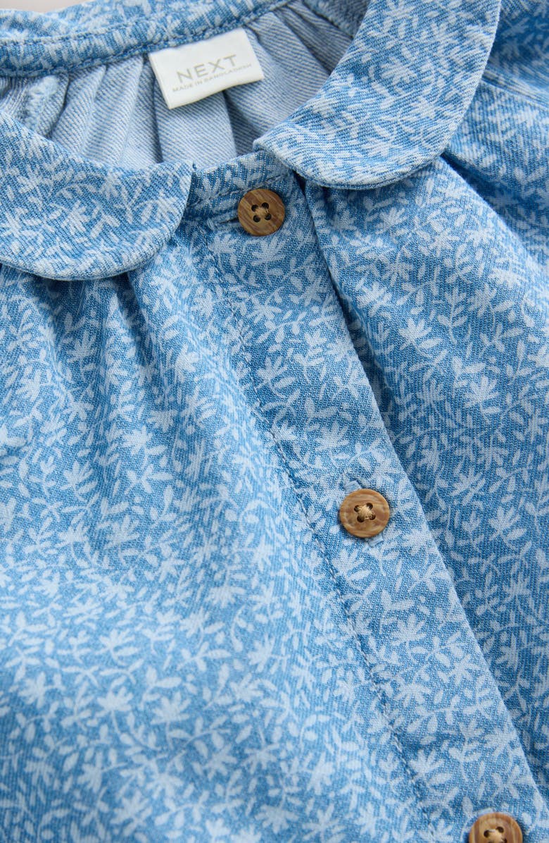 NEXT Kids' Ditsy Collared Denim Dress, Alternate, color, Blue