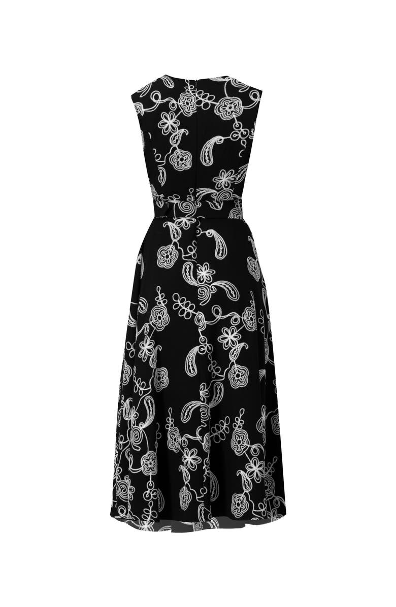 IVONNE Embroidered Belted Midi Dress, Alternate, color, Black