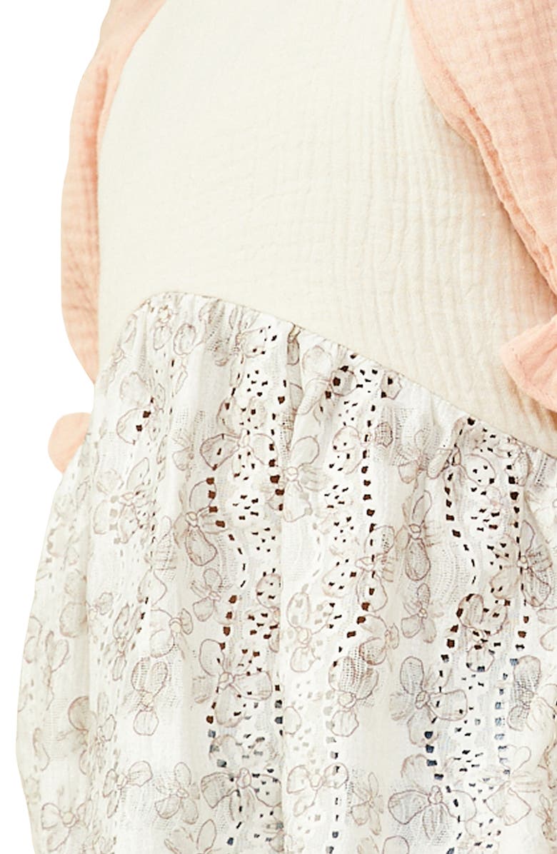 Hayden Girls Kids' Colorblock Eyelet Puff Sleeve Top, Alternate, color, Cream