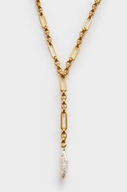Katie Loxton Allure Waterproof Gold Pearl Lariat Necklace