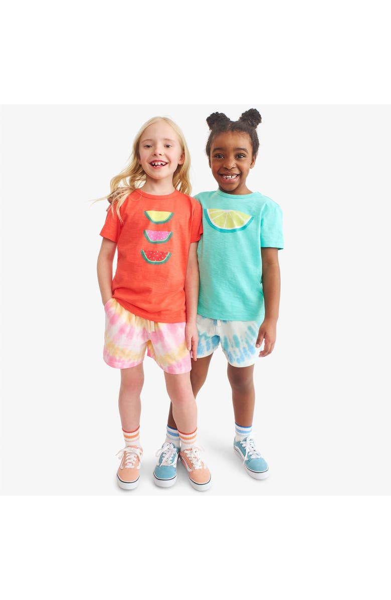 Primary Kids Melon Slices Tee, Alternate, color, Hot Coral Watermelons