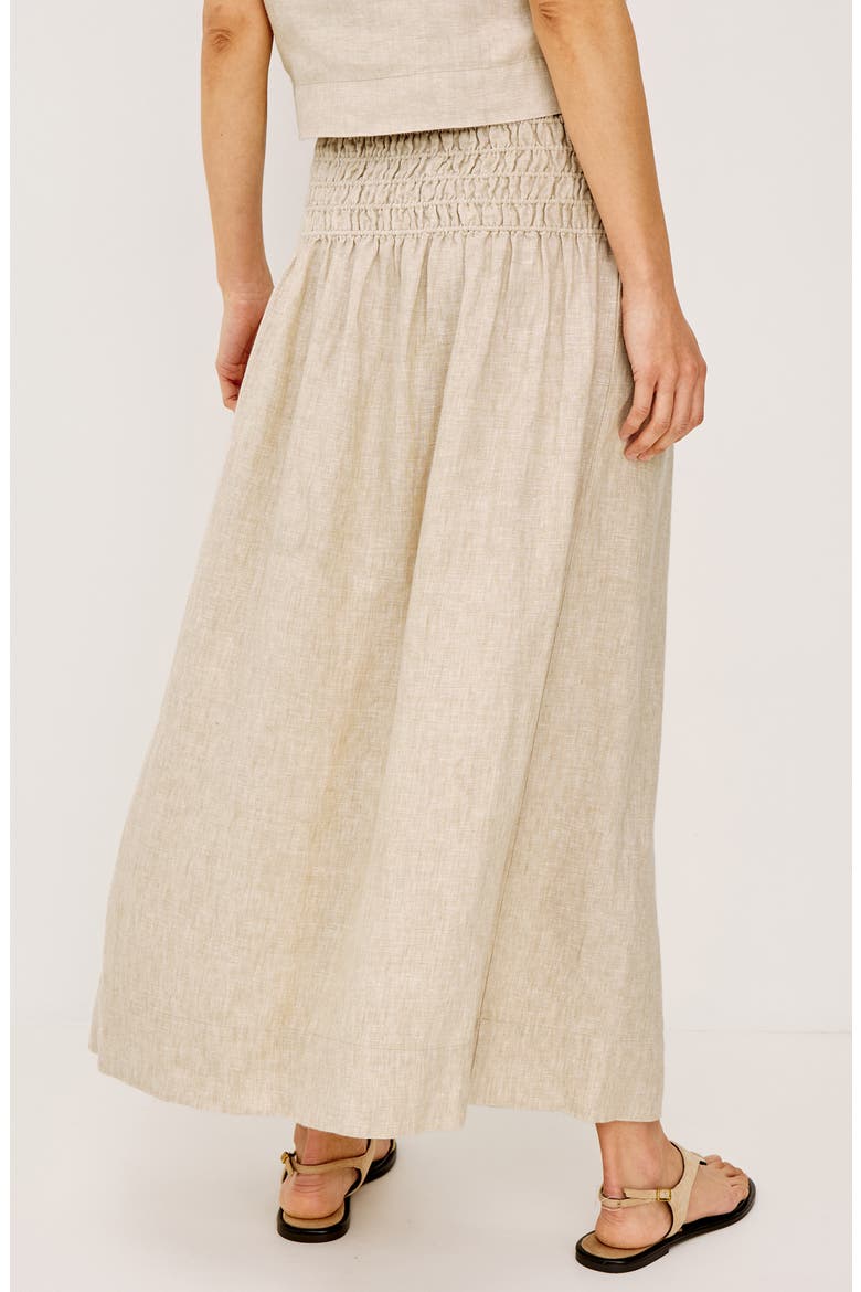 Alessa Smock Waist Linen Maxi Skirt, Alternate, color, HEATHERED FLAX
