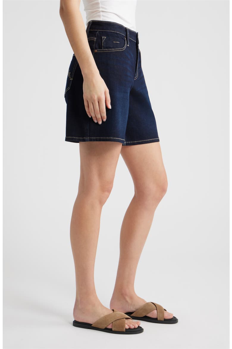 Dover Relaxed Mid Thigh Denim Shorts, Alternate, color, DARK WHISKER WASH