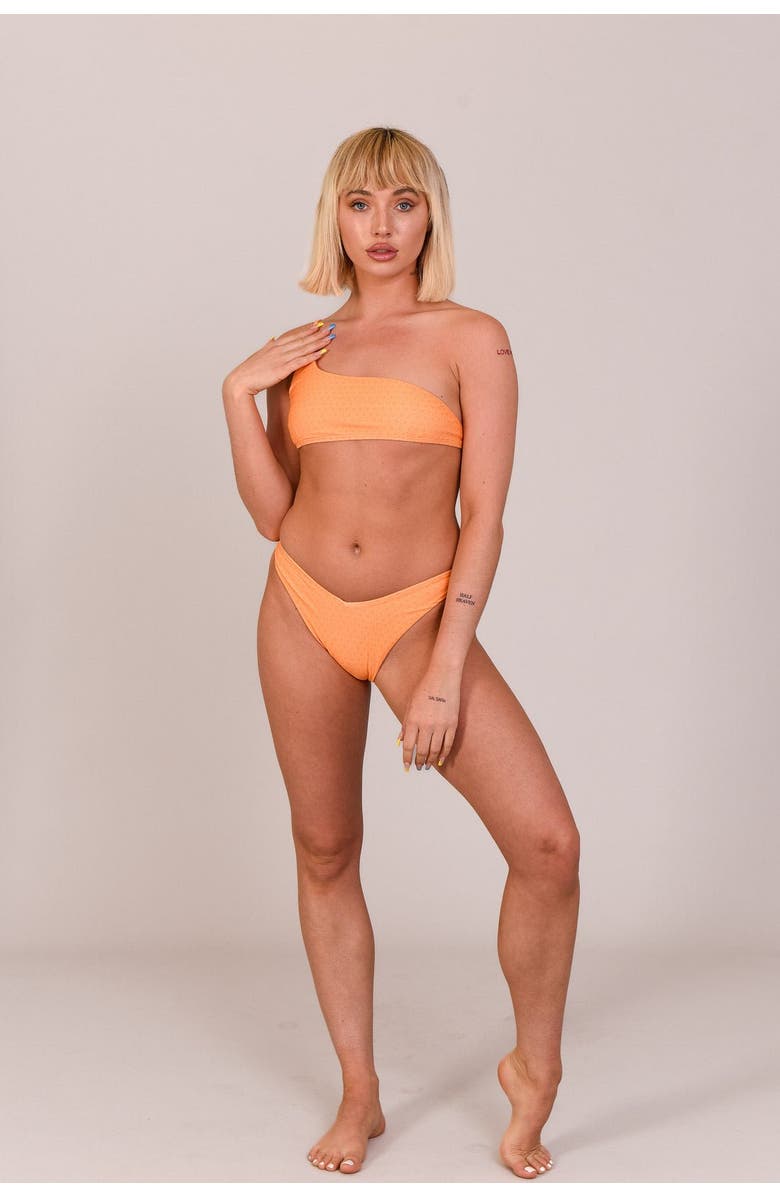 OOSC Tangerine Squeeze Cold Shoulder Bikini Top, Alternate, color, Orange