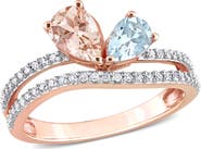 Julianna B. Morganite Aquamarine & Diamond 2-Stone Ring 10k