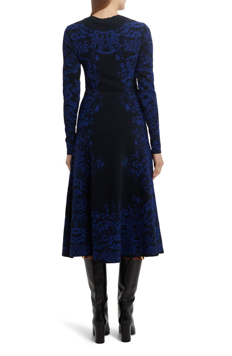 Valentino Delft Jacquard Long Sleeve Midi Sweater Dress, Alternate, color, 