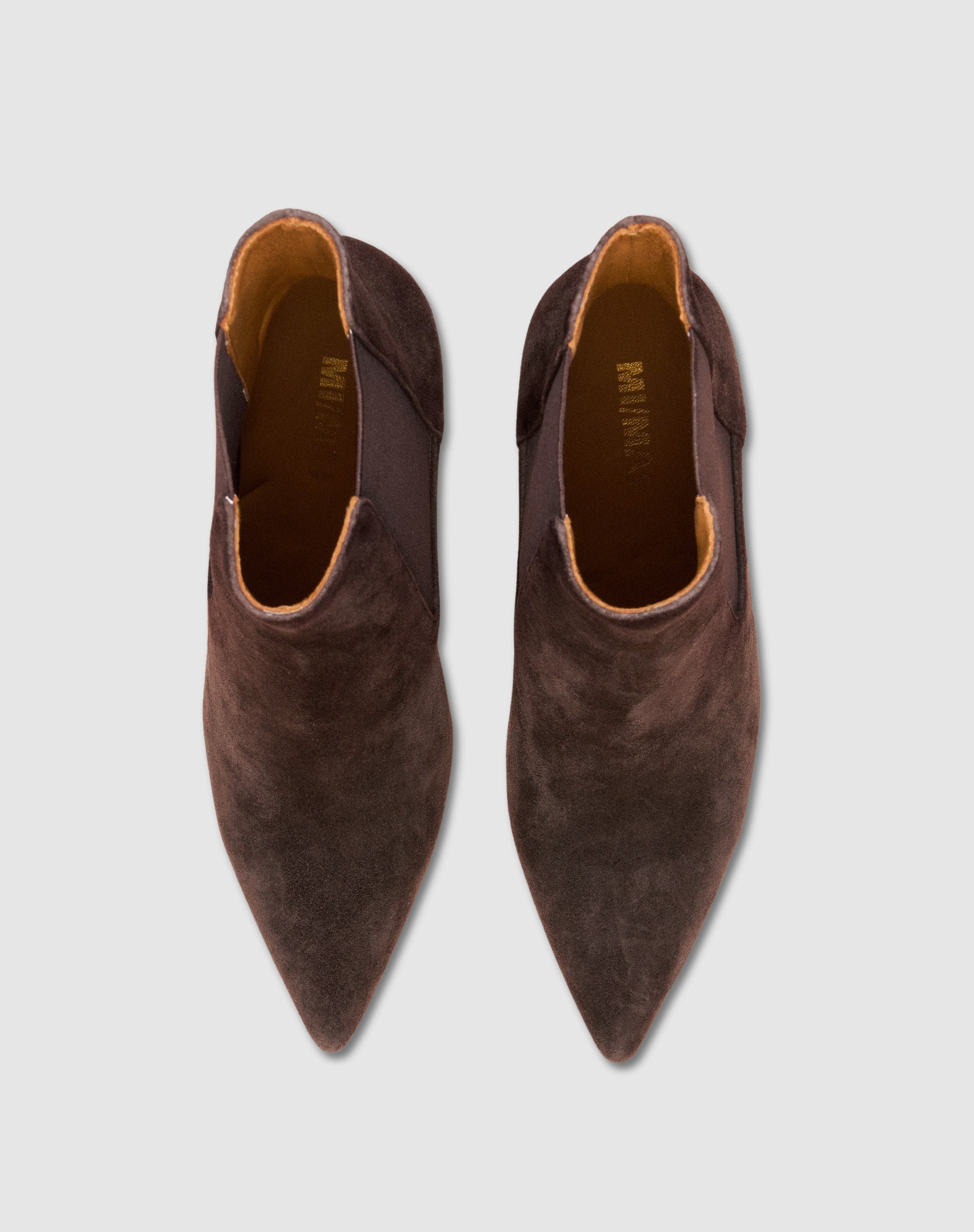 MI/MAI Dora Suede Pointy Ankle Boot, Alternate, color, Chocolate