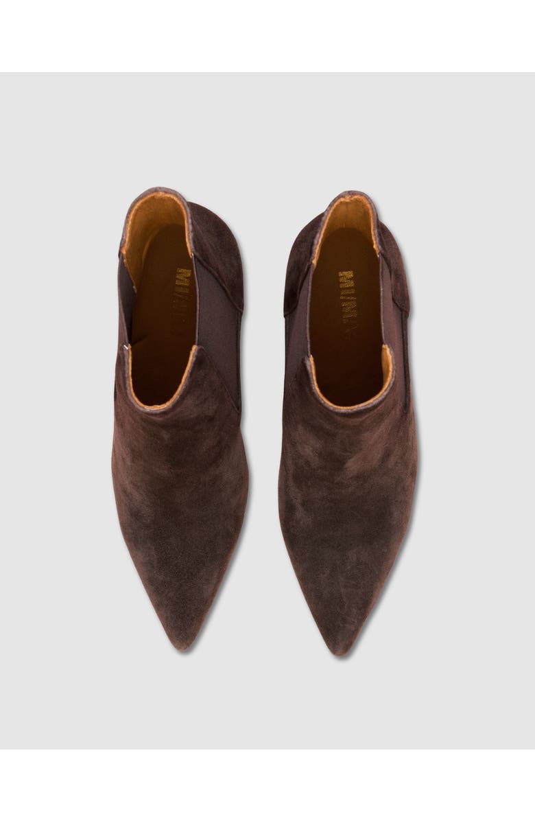 MI/MAI Dora Suede Pointy Ankle Boot, Alternate, color, Chocolate