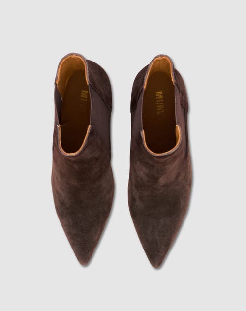 Mi/mai Dora Suede Pointy Ankle Boot In Brown