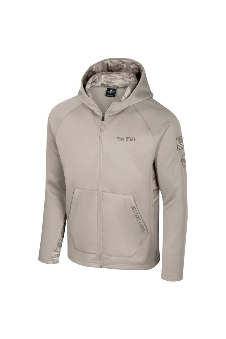 Men's Colosseum Oatmeal Penn State Nittany Lions Operation Hat Trick Battalion Full-Zip Hoodie, Alternate, color, Oatmeal