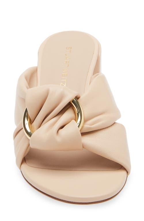 Stuart Weitzman Cece Leather Twisted Ring Slide Sandals In Barely Beige