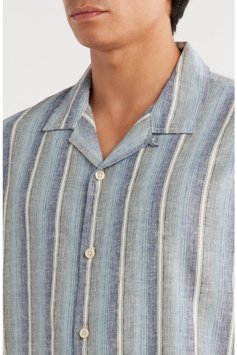 Linen & Cotton Camp Shirt, Alternate, color, IVORY SUNSET STRIPE