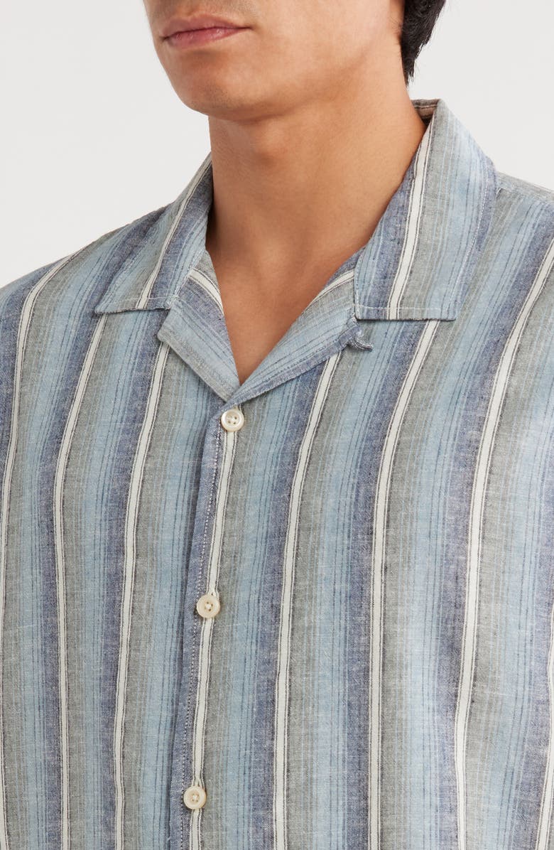 Treasure & Bond Linen & Cotton Camp Shirt, Alternate, color, Ivory Sunset Stripe