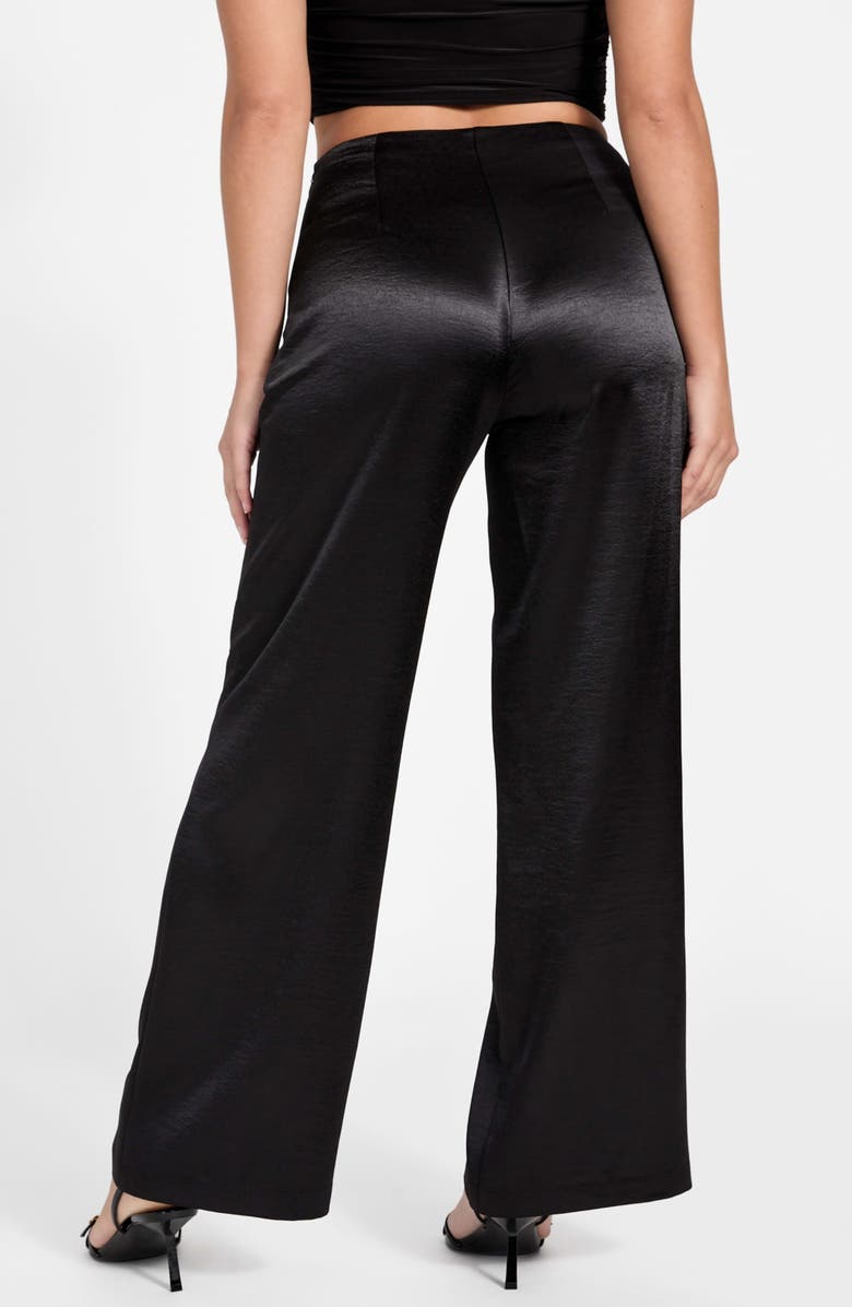 GUESS Julie High Waist Satin Pants, Alternate, color, Black-Black