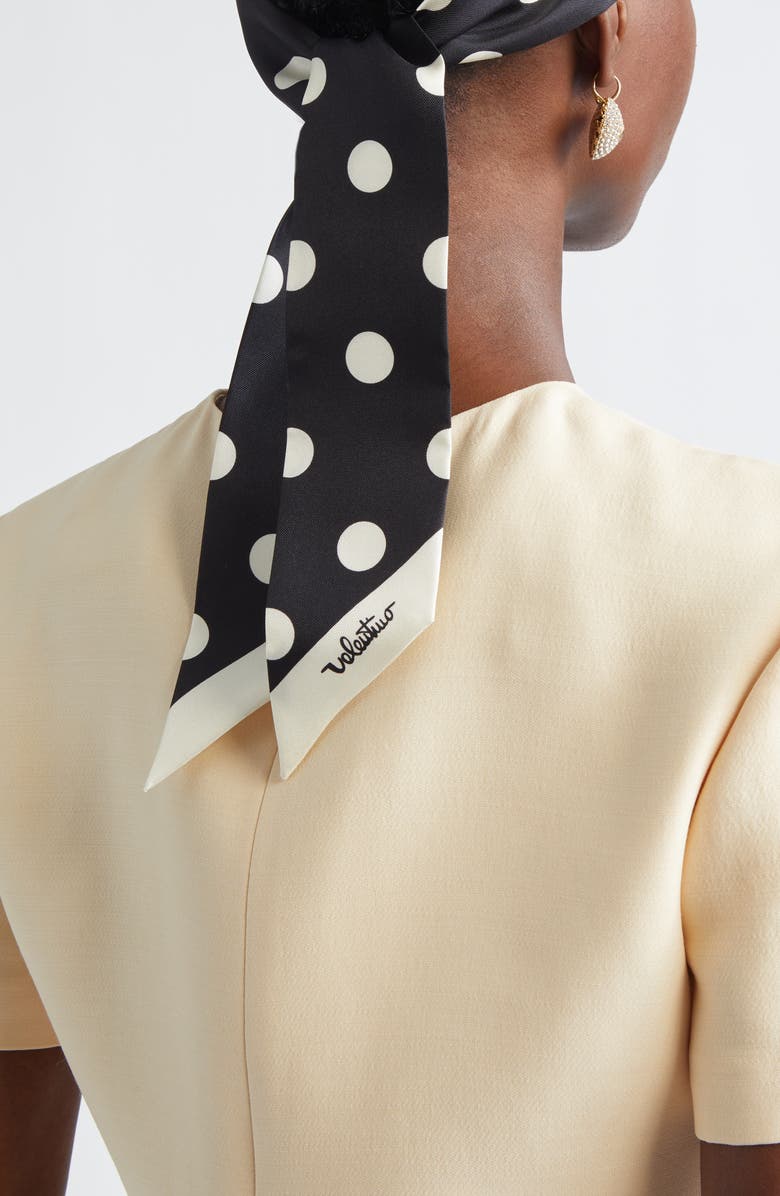 Valentino Garavani Polka Dot Silk Twill Skinny Scarf, Alternate, color, Nero/ Burro