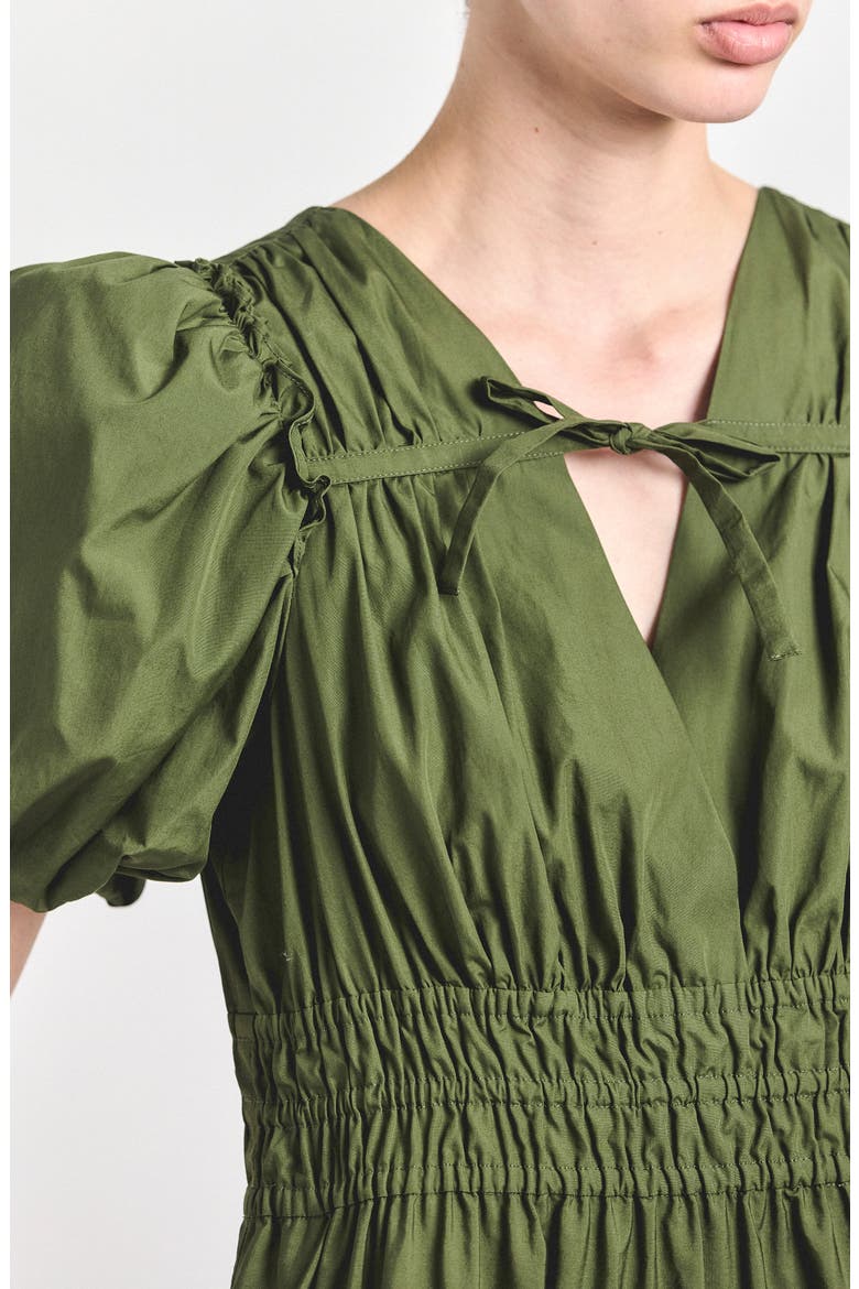 Phillipa Puff Sleeve Tiered Midi Dress, Alternate, color, FATIGUE