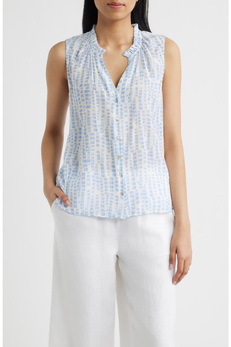 Block Print Sleeveless Shirt, Main, color, SALTWATER BLOCKS