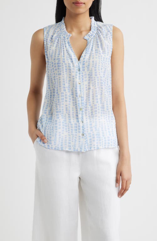 Cloth & Stone Block Print Sleeveless Shirt in Saltwater Blocks at Nordstrom, Size Medium