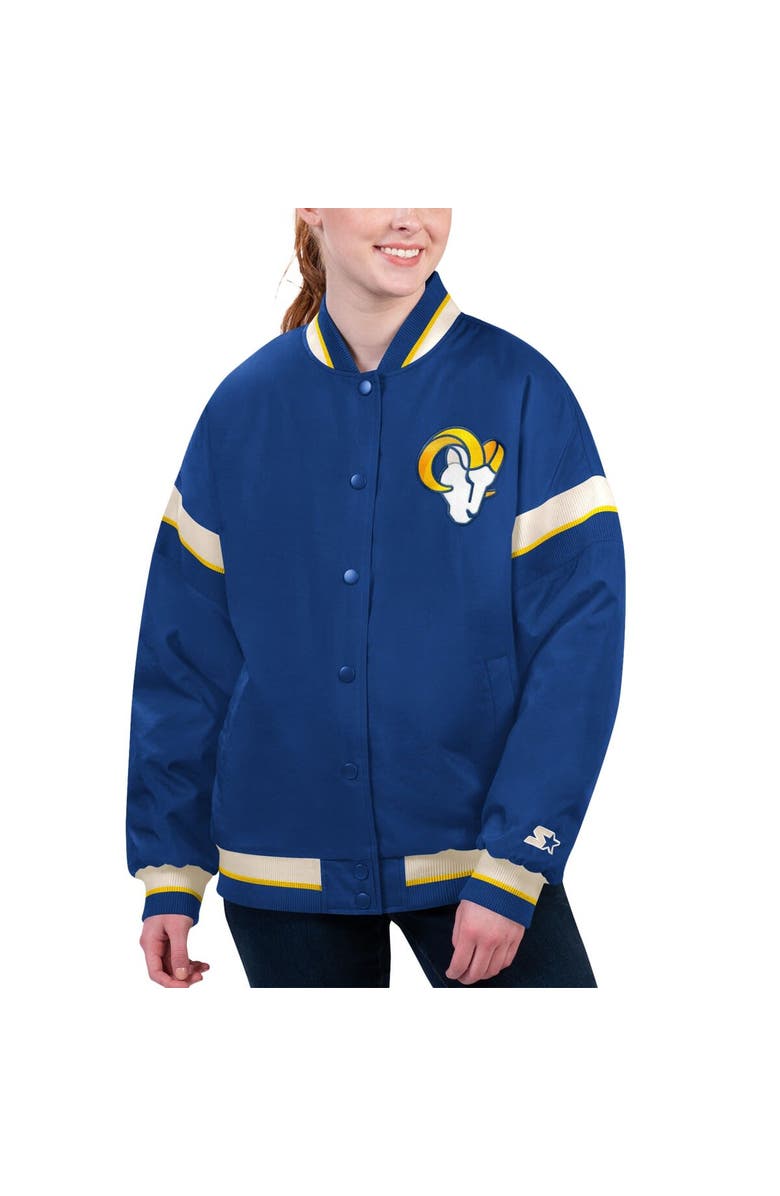 STARTER Women's Starter Royal Los Angeles Rams Tournament Full-Snap Varsity Jacket, Alternate, color,