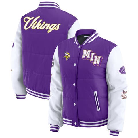 Women's WEAR by Erin Andrews Purple Minnesota Vikings Varsity Full-Snap Puffer Jacket