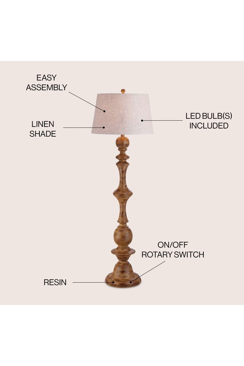 Taylor 67" Rustic Farmhouse Resin LED Floor Lamp, Alternate, color, Brown