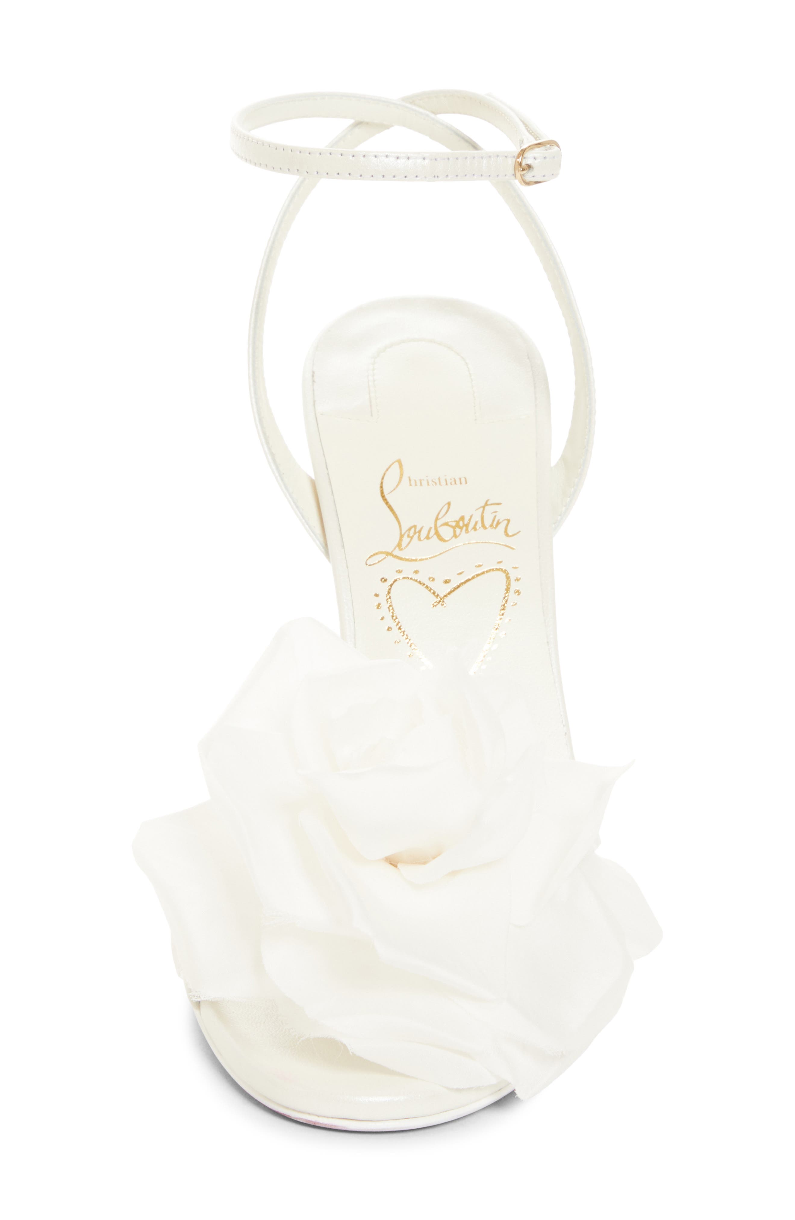 Christian Louboutin Miss Z Flora Ankle Strap Sandal, Alternate, color, Bianco/ Ivoire/ Lin Snow
