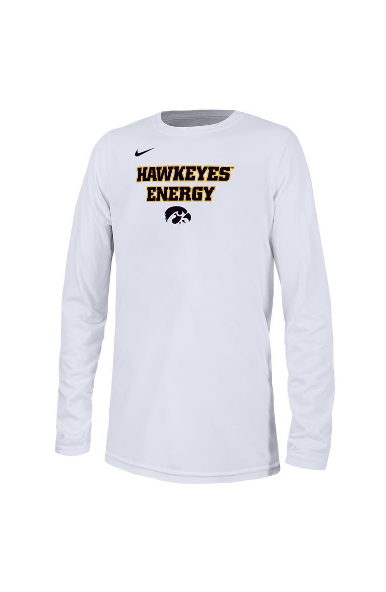 Nike Youth Nike White Iowa Hawkeyes 2024 On-Court Bench Energy T-Shirt, Alternate, color,
