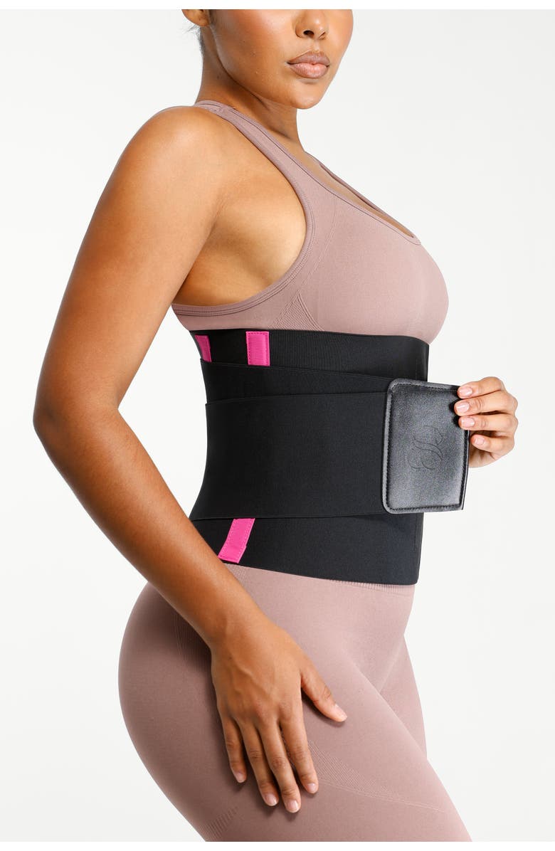 Shapellx AirSlim Triple Compression Latex Waist Trainer, Alternate, color, Black Contrast Pink