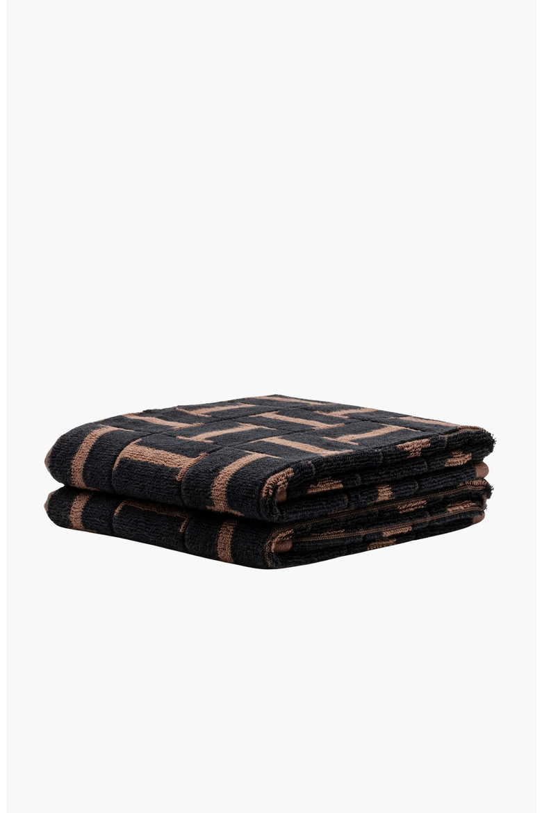 Tessera Australian Cotton Hand Towels, Alternate, color, Tobacco & Black