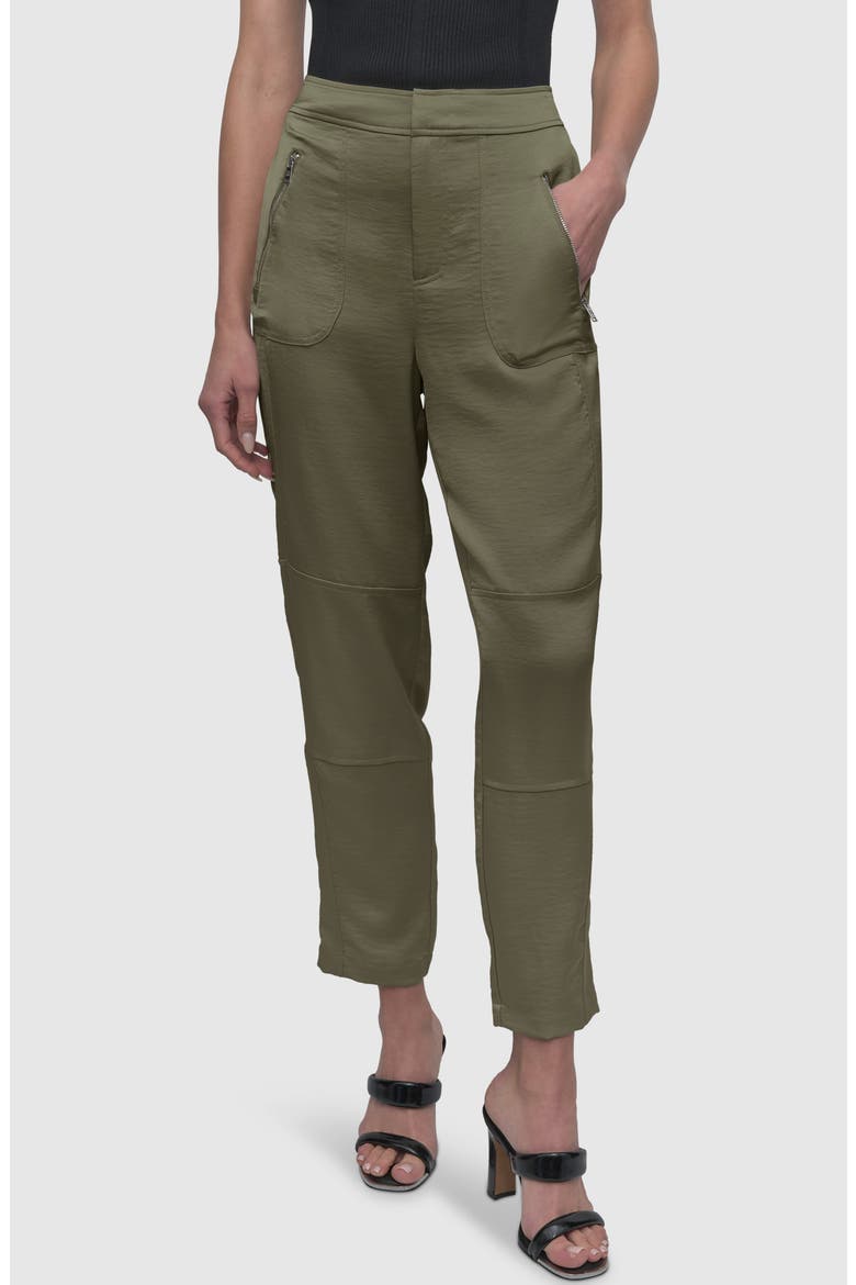Zip Pocket Satin Pants, Main, color, UTILITY GR