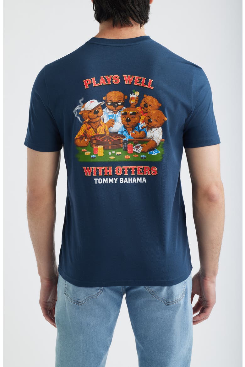 Plays Well with Otters Pocket Graphic T-Shirt, Alternate, color, NAVY
