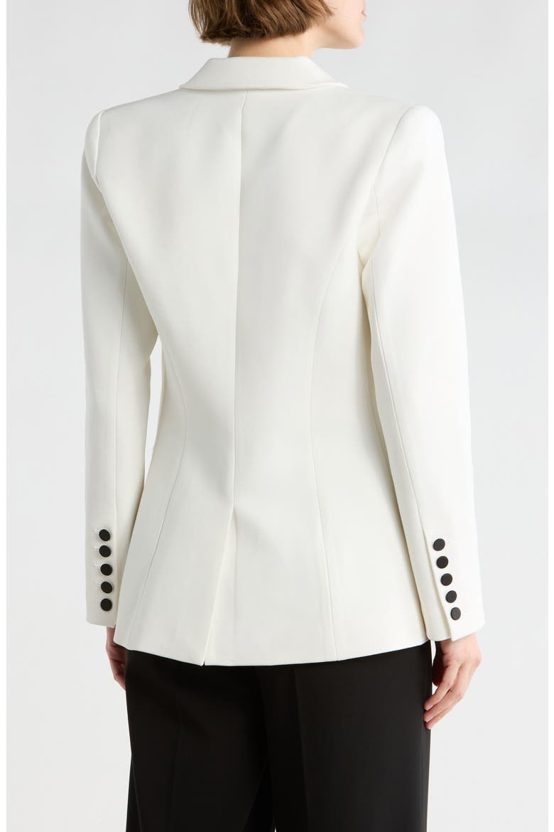 Kendi Long Double Breasted Blazer, Alternate, color, WHITE/ BLACK