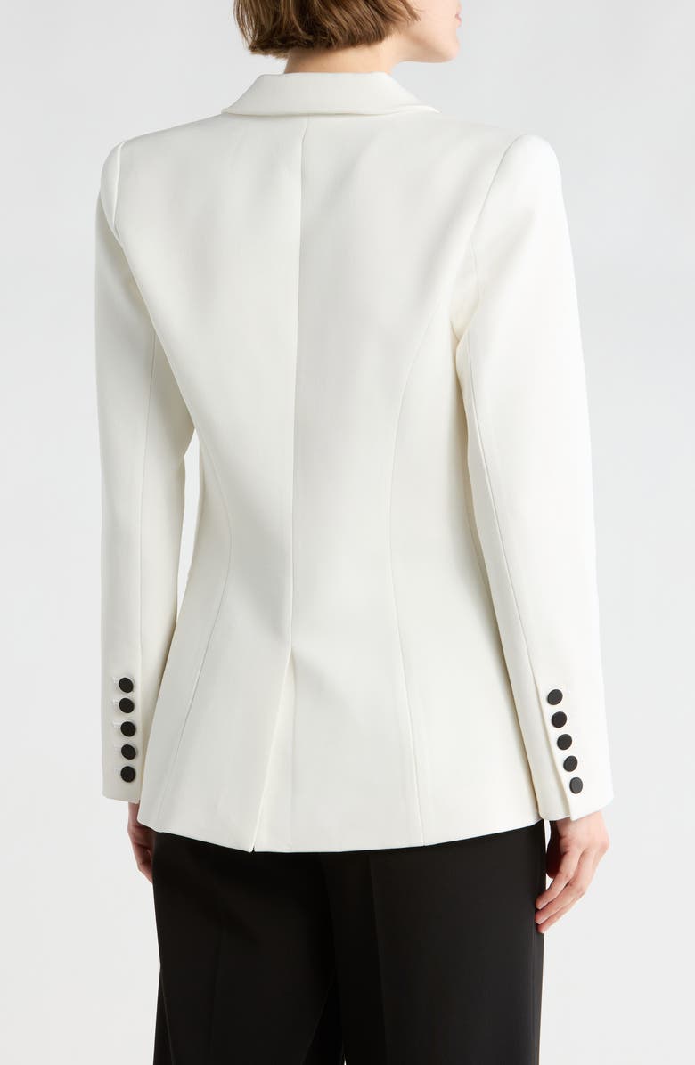 L'AGENCE Kendi Long Double Breasted Blazer, Alternate, color, White/ Black