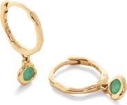 Monica Vinader Mini Siren Emerald Huggie Hoop Earrings