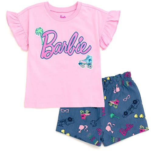 Barbie T-shirt & Chambray Shorts Set In Pink