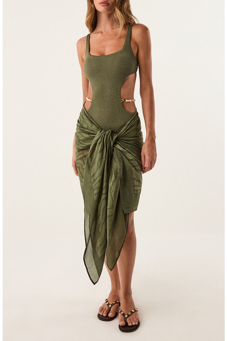 Printed Sarong Cover-Up, Main, color, DARK GREEN