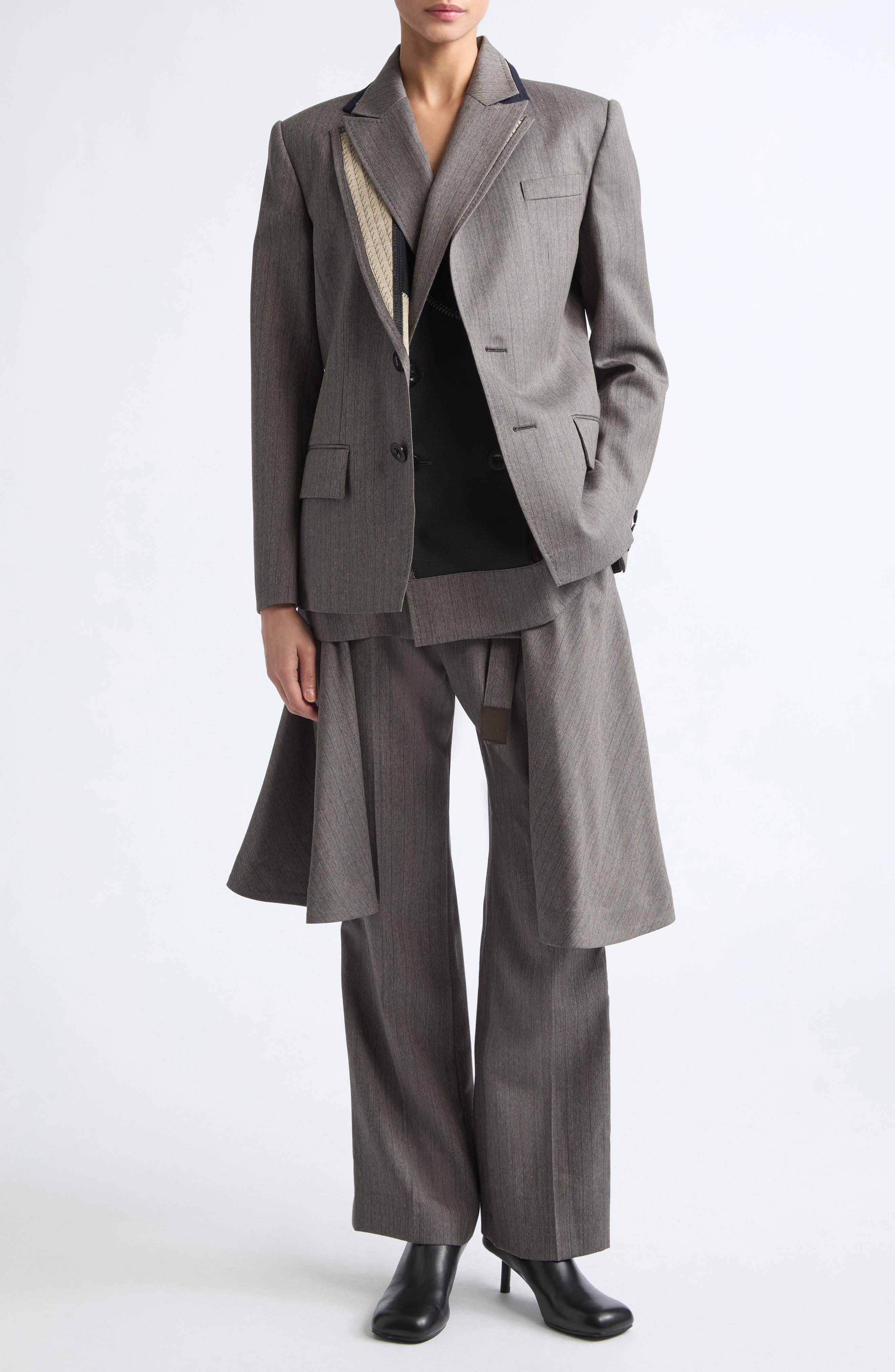Sacai Layered Deconstructed Herringbone Jacket (Women) | Nordstrom