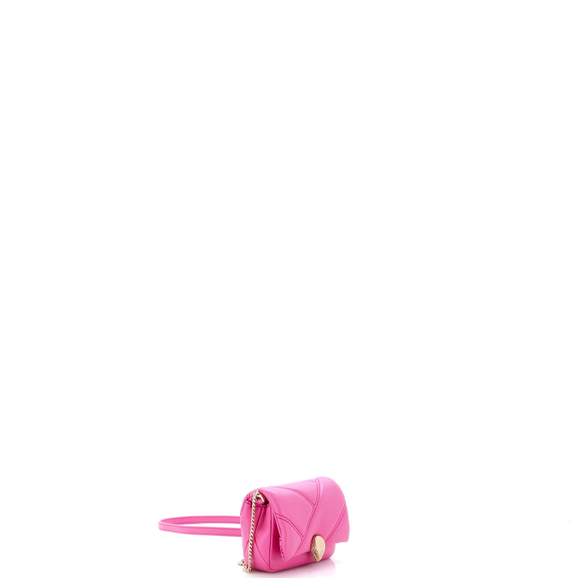 Serpenti Cabochon Shoulder Bag Diagonal Quilted Leather Micro, Alternate, color, Pink