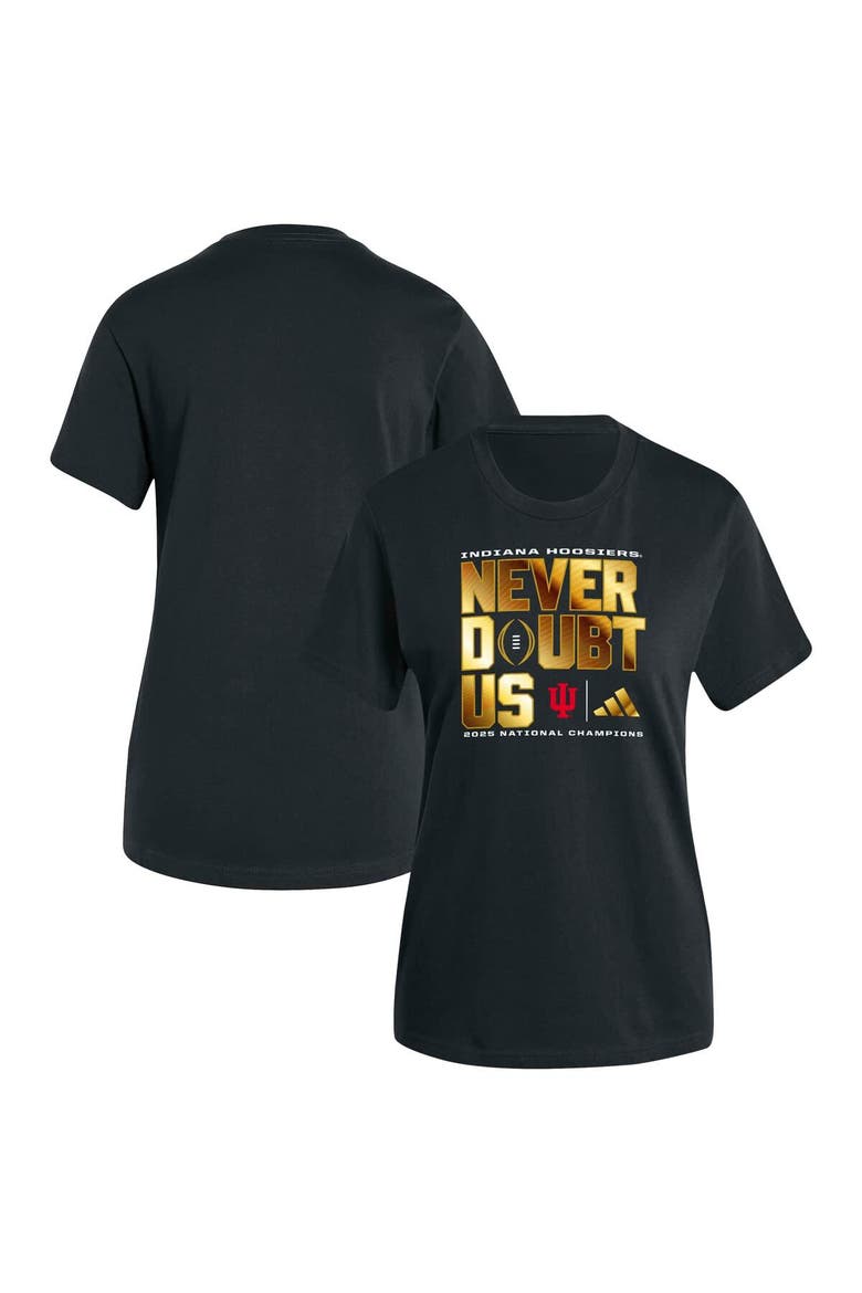 Women's adidas  Black Indiana Hoosiers College Football Playoff 2025 National Champions Never Doubt Us T-Shirt, Main, color, Black