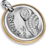 David Yurman Medallion Amulet Sterling Silver with 14K Yellow Gold and Diamonds, 29.5mm