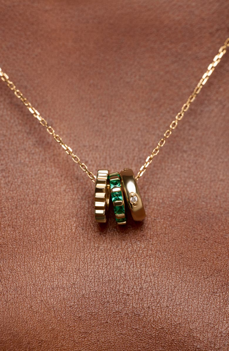 Ana Luisa Solid Yellow Gold - Emerald Zeno Charm Necklace, Alternate, color,