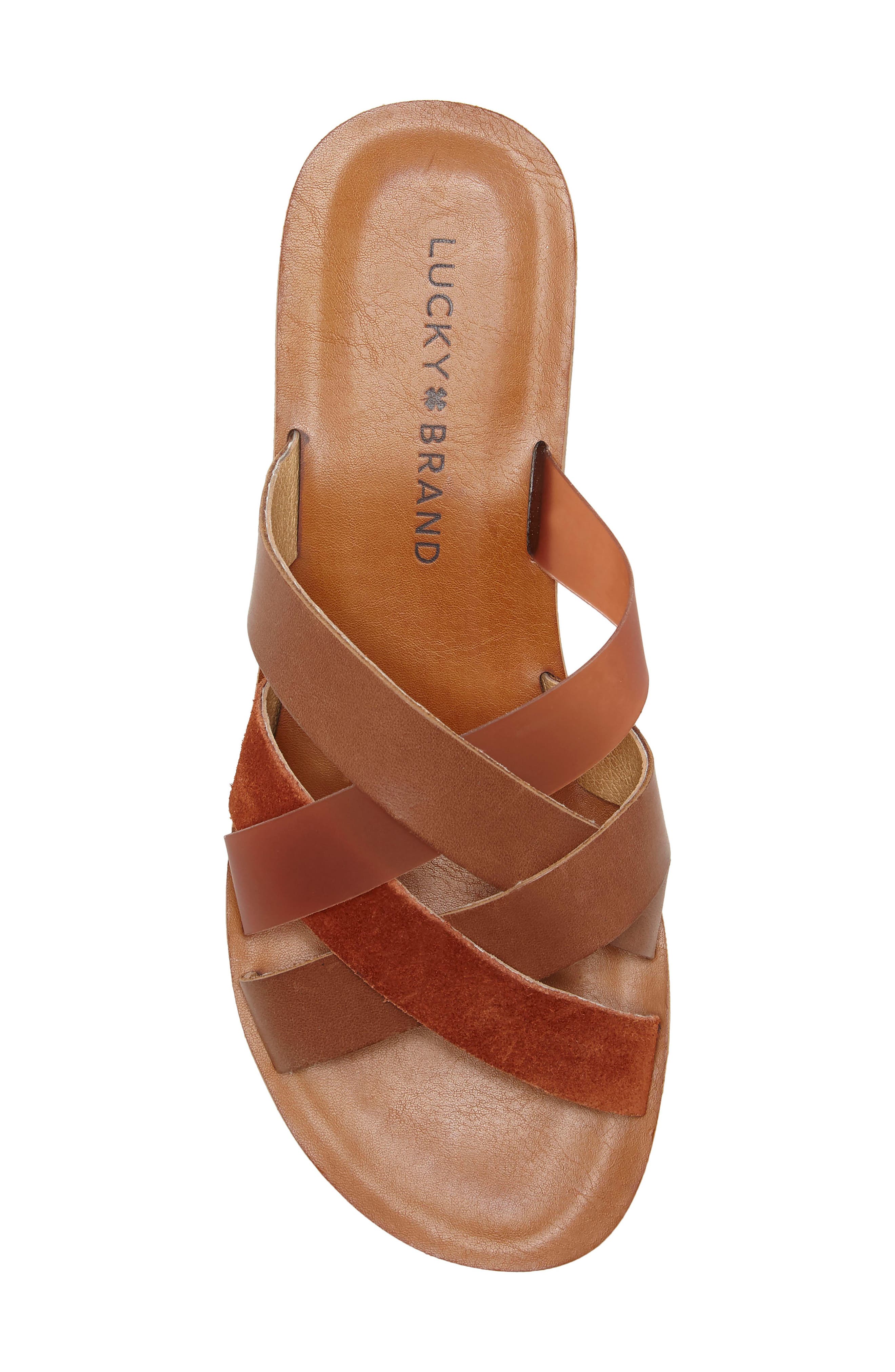 Hallisa Slide Sandal, Alternate, color, LATTE/ SUMAC LEATHER