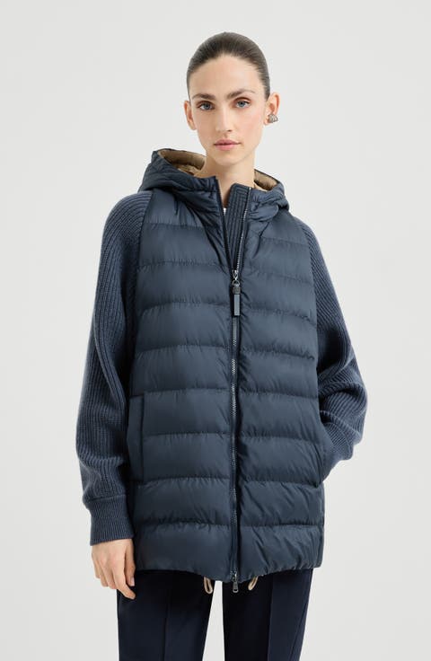 Nylon hooded down jacket