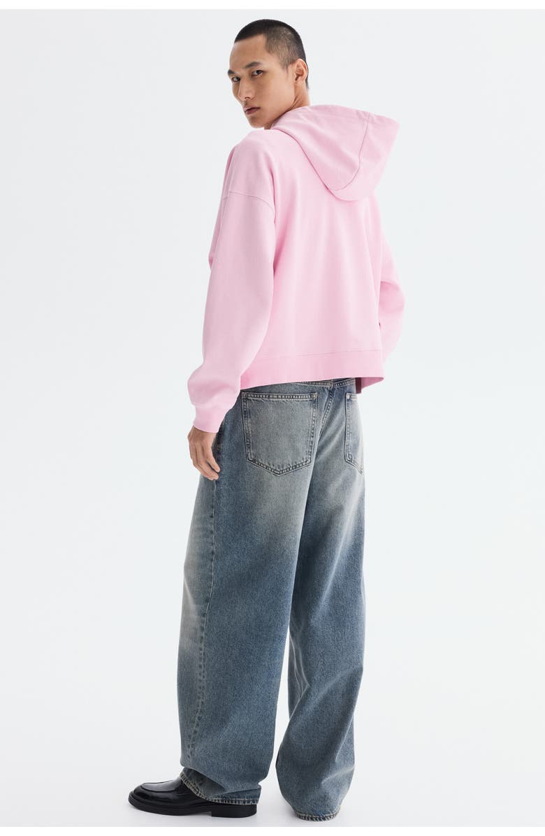 H&M Oversized Fit Zip-through Hoodie, Alternate, color, Pink/Just Love