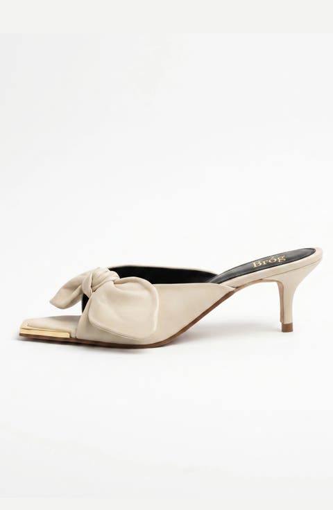 Brida Mule Kitten Heel Latte Cream